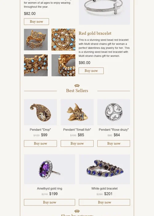 promo email template “red gold” for jewelry industry