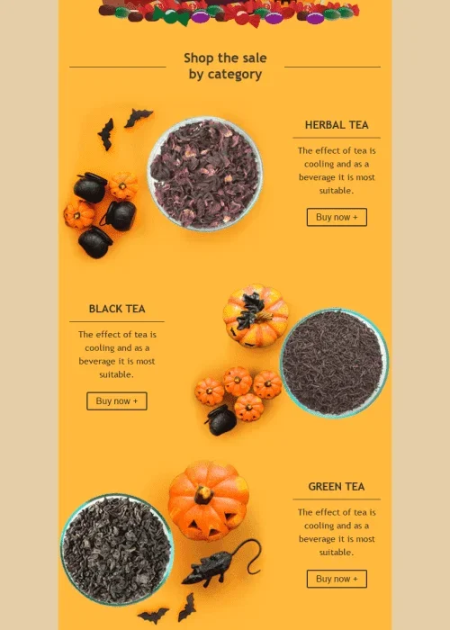 halloween email template “sweet treat” for beverages industry