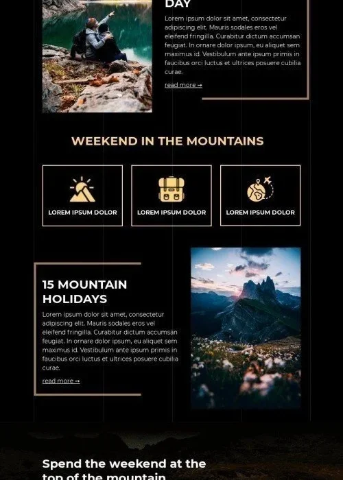 world tourism day email template “road to the mountains” for travel industry