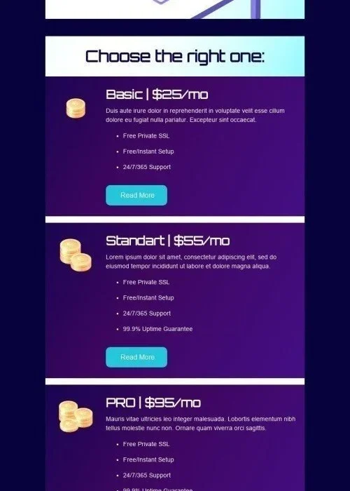 price list email template “finance price list” for finance industry