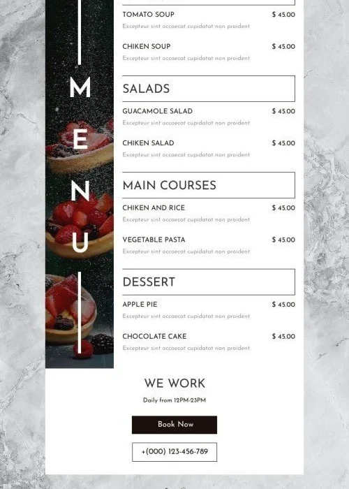 promo email template «gourmet restaurant» for restaurants industry