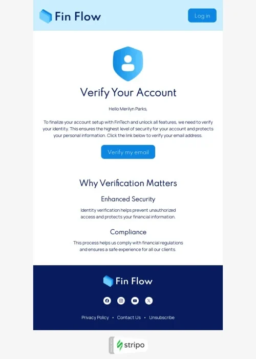 trigger email template “account verification needed” for fintech industry
