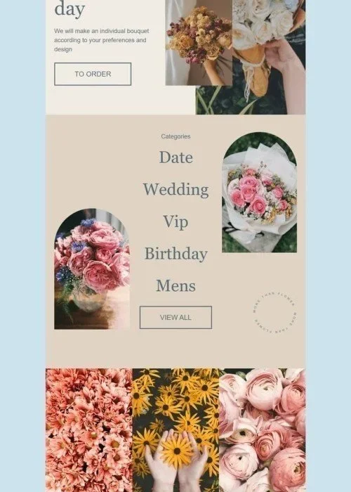 valentine’s day email template «bouquet» for gifts & flowers industry