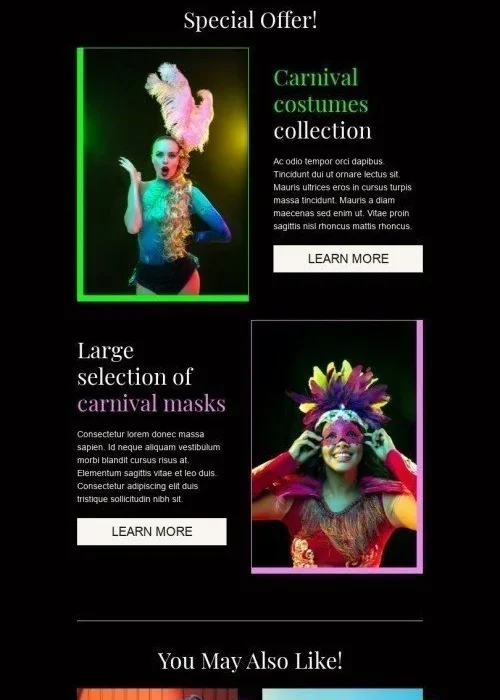 mardi gras email template “mardi gras sale” for fashion industry
