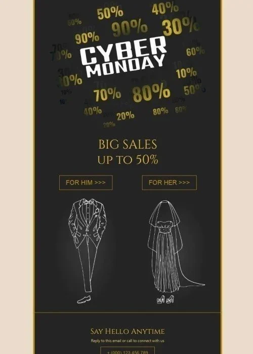 cyber monday email template “only today” for fashion industry